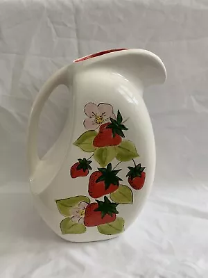 Buy Vintage Hand Painted Pottery Ceramic Strawberry Pitcher Cottage Farmhouse • 26.69£