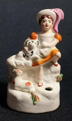 Buy A Early Victorian Miniature Staffordshire Figure Of A Young Girl And Dogs • 23£