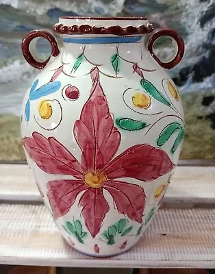 Buy Vintage Italian Sgraffito Majolica  Vase Signed Italy 0/2 Hand Painted Etched • 20£
