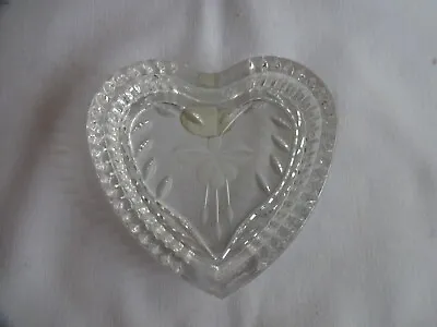 Buy Brierley Cut Glass Crystal Heart Shaped Trinket/Pin Dish Floral Engraved 9x9cm • 12£