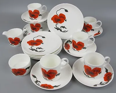 Buy Wedgwood Cornpoppy Coffee/Tea Set - Susie Cooper Design. Cups Plates. Red Poppy. • 49.99£