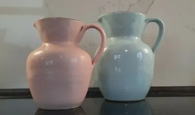 Buy Dee Cee Pottery Pair Of Pink And Blue Decorative Jugs Vase Flowers Ornaments  • 9.99£
