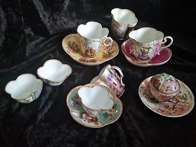 Buy (AF)Antique Helena Wolfsohn Dresden  Quatrefoil  Cups & Saucers (ALL WITH FAULT) • 150£