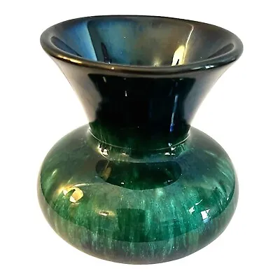 Buy Vintage Mountain Pottery VASE Dark Green Drip Glaze Blue Canada  BMP 3.5  Tall • 12.89£