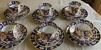 Buy 6 Antique English Blyth Porcelain  Diamond China Imari Cup ,Saucer Trio 1905-25 • 81.29£