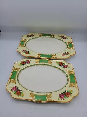 Buy Set Of 2 Crown Ducal Ware England Platter 12  X 9  & 8  X 10,5  Yellow Red Roses • 83.49£
