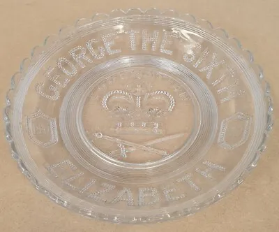 Buy Rare Pressed Glass George The Sixth 1937 Coronation Glass Plate/bowl Elizabeth • 12£