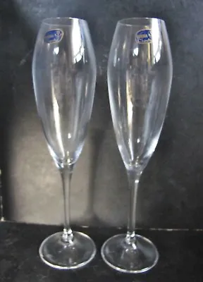 Buy 2 (TWO) Tall 10 In Vintage BOHEMIAN CRYSTAL CHAMPAGNE FLUTES /  GLASSES   • 11.50£