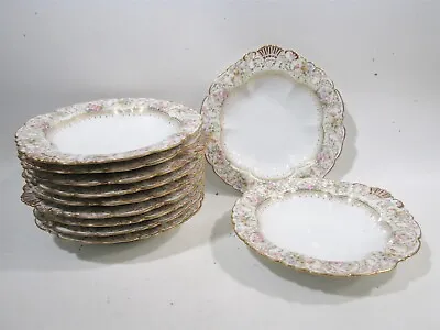 Buy Antique Charles Ahrenfeldt Limoges France Set 11 Shell Oyster Bowls Roses Dishes • 805.14£