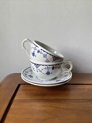 Buy Pair Of Vintage  Denmark  Blue By Mason's Furnivals England Tea Cups & Saucers • 10.99£