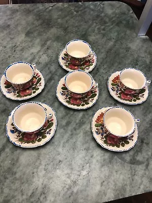 Buy Myott Sons & Co. Peasantry Demitasse Cups And Saucers.  Set Of 6 • 37.95£