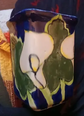 Buy Mexican Pottery Talavera Ceramic Calla Lilies Hand Painted Vase. • 15£