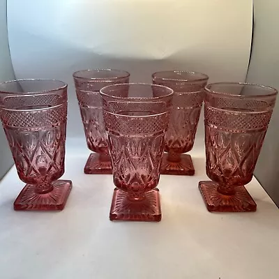 Buy 5 Vintage Imperial Glass Cape Cod Azalea Pink Footed Iced Tea Glasses Goblets 6” • 47.35£