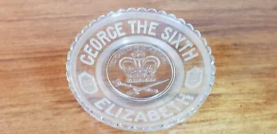 Buy Charming Vintage George The Sixth Dated 1937 - Pressed Glass Coronation Plate • 8.95£