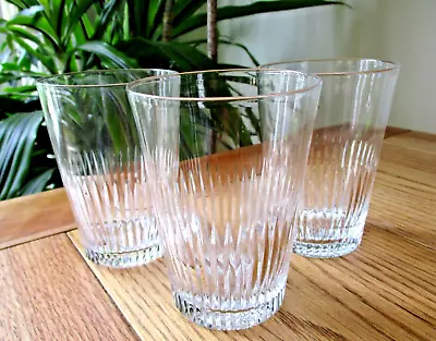 Buy Set 3 STUART Crystal Cut Design Water Juice Glasses Big Tumblers Signed Vintage • 29.99£