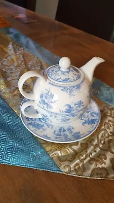 Buy Vintage Whittard Of Chelsea Tea For One Set Blue White Fine Bone China • 21£