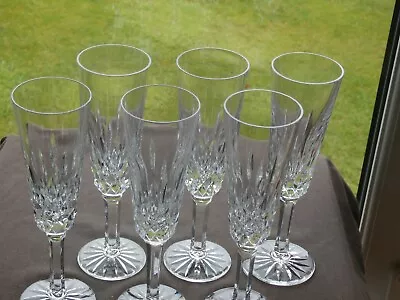 Buy 6 X Tyrone Crystal ROSSES Champagne Flutes - Stamped - Ex Cond • 119.99£