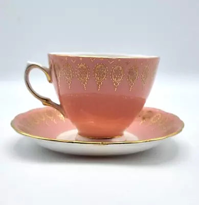 Buy Colclough Tea Cup And Saucer Set In Pink Art Deco Bone China • 14.95£