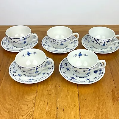Buy 4 X Vintage Furnivals Blue Denmark Tea Cups & Saucers • 34.95£