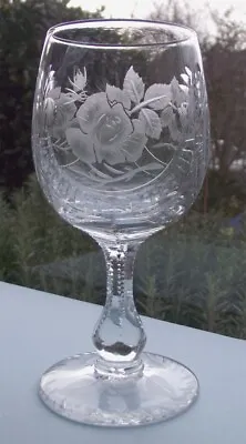 Buy Thomas Webb Queen Elizabeth Rose Pattern Crystal Wine Glass 5 Fl Oz • 29.99£