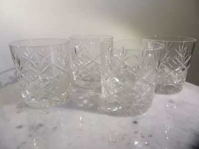 Buy Vintage Crystal Cut Glass Style Set 4 Whisky Tumblers 8.5cms In Height, • 14.95£