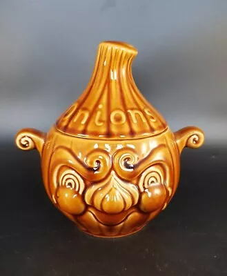 Buy Vintage SADLER ENGLAND  ONION  3D Brown Face Design Collectable POTTERY Jar • 15£