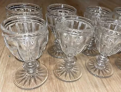 Buy 8 Lovely French? Vintage Wine Absinthe Mini Goblet Glass Heavy Crystal Cut Base • 9.99£