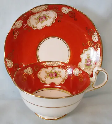 Buy Royal Albert Cartouche, Floral, Gold Scrolls On Orange 6376 Cup & Saucer  • 34.19£