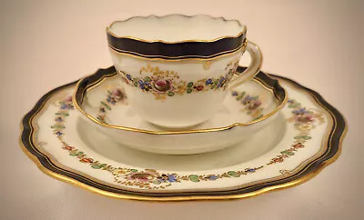 Buy Antique  Meissen Demitasse Cup, Saucer & Dessert Plate, Floral • 336.26£