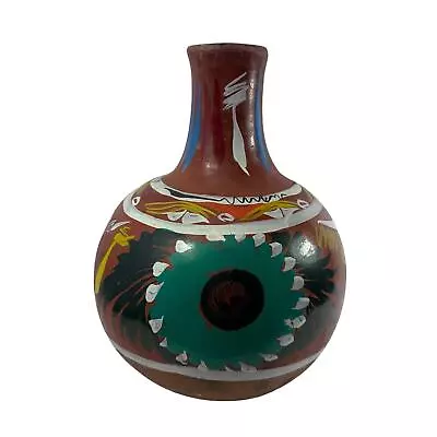 Buy LG Hand Painted Red Ware Pottery Vessel Decanter Pitcher Jug Folk Art 11.5x8 In • 55.64£