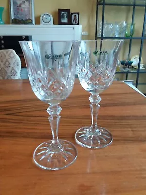 Buy PAIR Of GALWAY CRYSTAL 'LONGFORD' WINE GLASSES 17cm • 22£