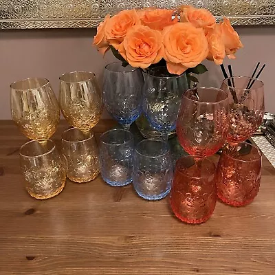 Buy Fabulous Set Of 6 Coloured Large Wine Glasses And Tumblers Set • 60£