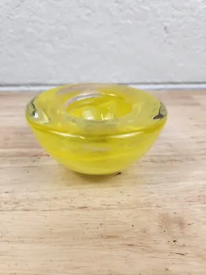 Buy KOSTA - BODA Art Glass Sweden ATOLL Yellow Swirl Votive Candle Holder • 18.15£