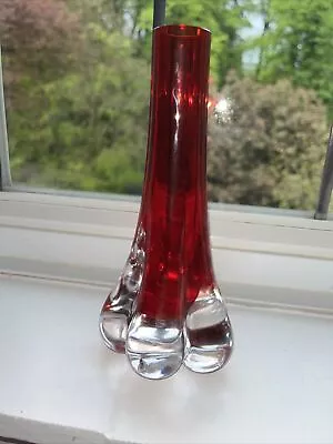 Buy Whitefriars Pattern 9728  Ruby Red 5 Lobed  Cased Glass Vase C1968.  G Baxter • 9.99£