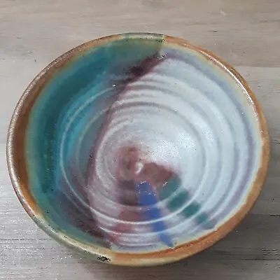 Buy Signed Art Pottery Drip Glaze Swirl Bowl 5.5  • 19.22£