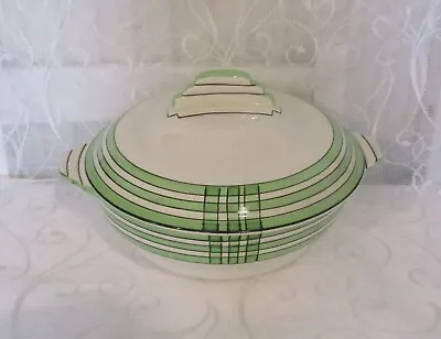 Buy Vintage Crown Devon Art Deco Tureen / Serving Dish Green Stripes. Patt 2173A • 17.99£