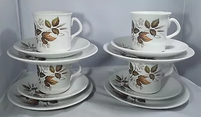 Buy Vintage Ridgway Part Tea Set 4 Cups, Saucers Plates - Autumn Leaves Ironstone • 12£
