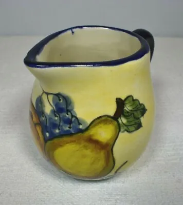 Buy Handmade Vintage 80s Mexican Pottery Creamer/Pitcher/Jug - Fruit Motif Lead Free • 24.06£