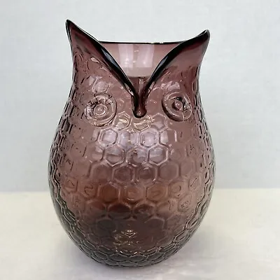 Buy Owl Vase Art Glass Hand Blown, AMETHYST, Trautman Glass - 8 1/2” • 21.69£