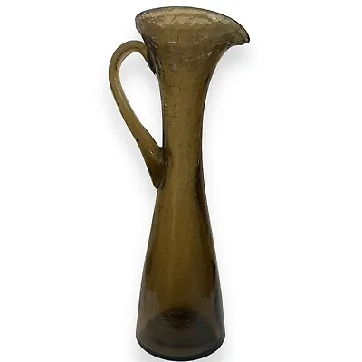 Buy Mid Century Vintage Smoke Chesnut Crackle Glass Cruet Vase 8 1/4” EUC HTF • 14.36£