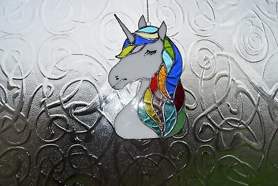 Buy Stained Glass Handmade Unicorn Multi Coloured Sun-catcher's / Window Decoration • 24£