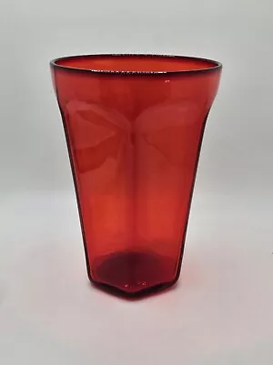 Buy One (1) Vintage  Antique Ruby  Red BRYCE Glassware MCM Flat Tumbler Blown Glass • 18.90£