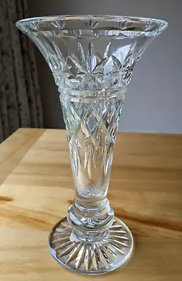 Buy Vintage Webb Corbett Cut Crystal Trumpet Vase Decorative Starburs Pattern • 23£