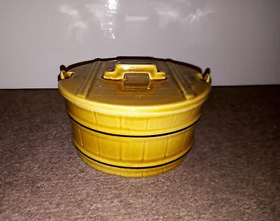 Buy Honiton Devon Pottery Lidded Barrel Pot/Jar, Mustard Yellow, Good Condition • 6.99£