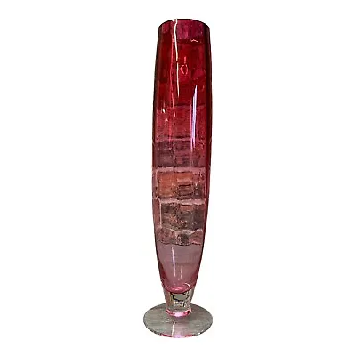 Buy Vintage Lead Crystal Cranberry Glass Fluted Vase 33cm • 14.99£