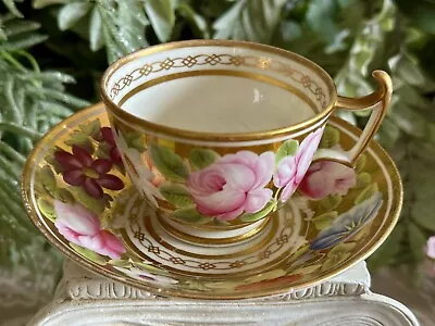 Buy Antique Teacup And Saucer Pink Roses & Gold By Spode? London Shape • 35£