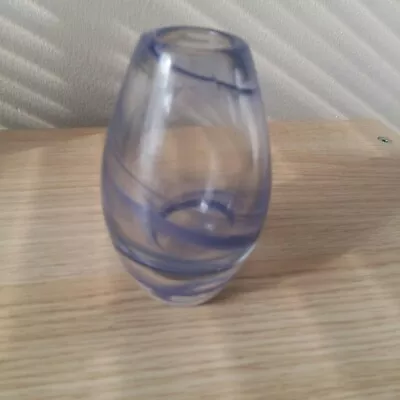 Buy Phoenician Glass Vase. Malta. Small Blue Swirl Vase. Signed To The Base. • 4.99£