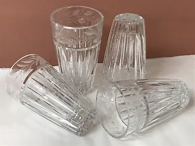 Buy 4x Vintage Lausitzer 24% Lead Crystal Highball Tumbler Grape Vine Etched Glasses • 150£