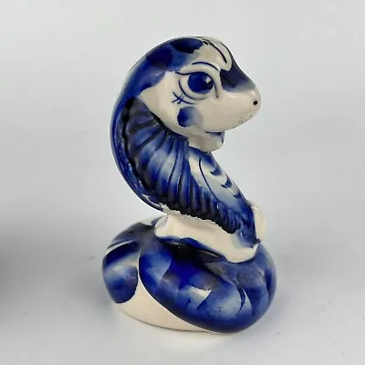 Buy Snake Figurine Small Vintage Blue Ceramic Art Handmade GZHEL Style Russia Decor • 132.61£