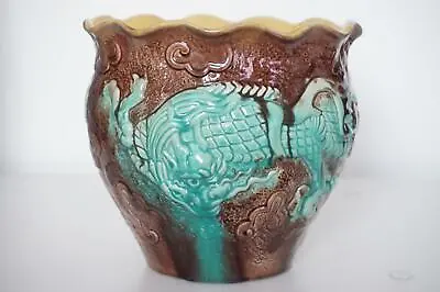 Buy Watcombe Torquay Pottery Antique Jardiniere/Planter - Dragon In Relief - C.1890 • 385£